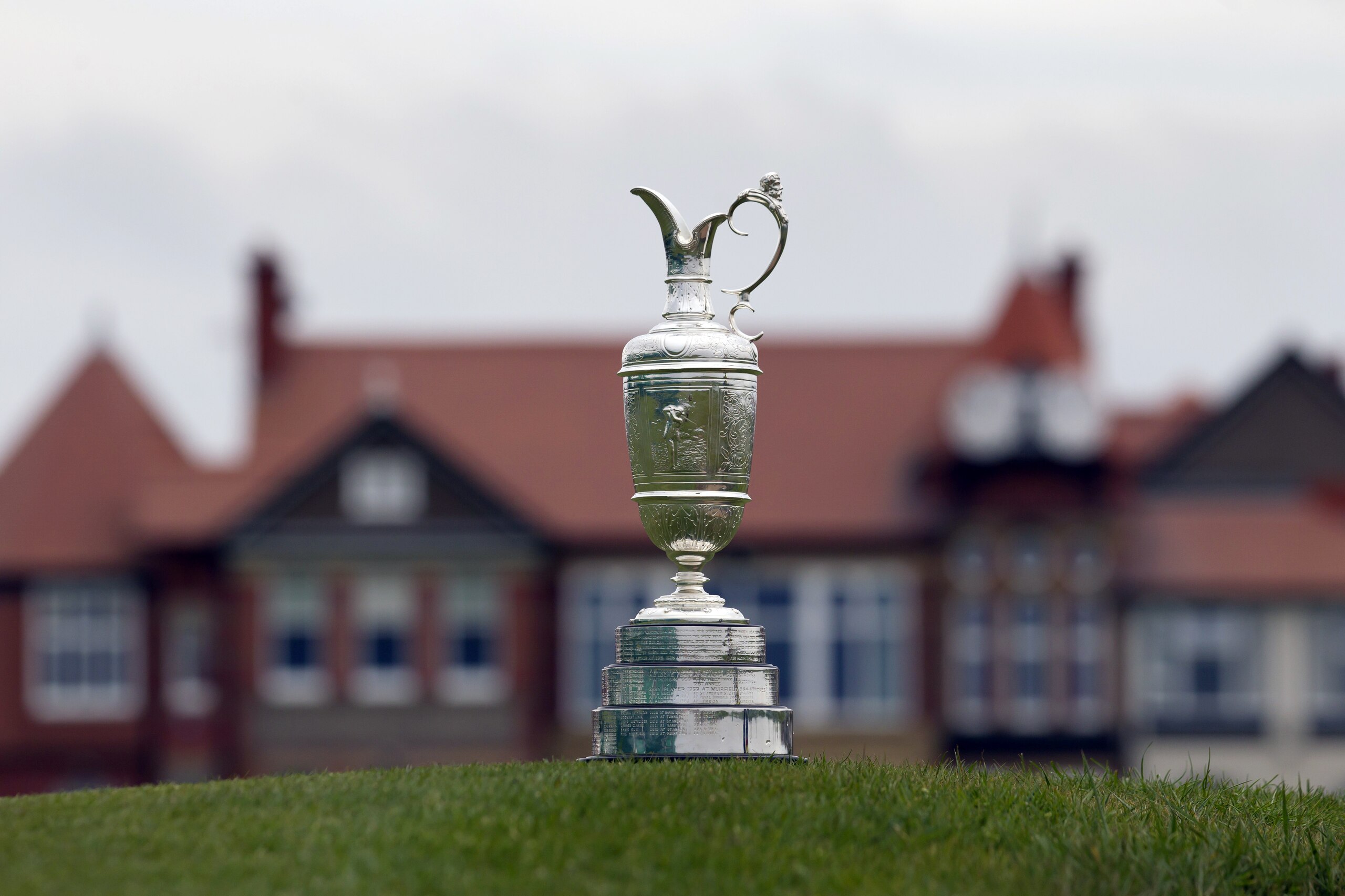 FILE - In this April 23, 2014, file photo, the British Open Golf trophy the