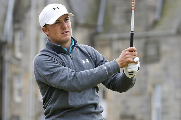 United States’ Jordan Spieth plays from the second tee during the third round at the British Open Golf Championship at the Old Course, St. Andrews, Scotland, Sunday, July 19, 2015. (AP Photo/Jon Super)