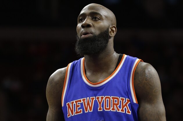 New York Knicks' Quincy Acy in action during an NBA basketball game against the Philadelphia 76ers, Friday, March 20, 2015, in Philadelphia. (AP Photo/Matt Slocum)