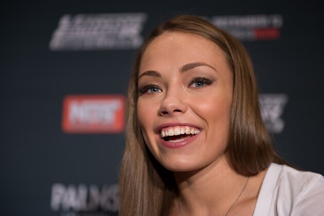 LAS VEGAS, NEVADA - DECEMBER 10:  Rose Namajunas speaks with the media during The Ultimate Fighter Finale Ultimate Media Day at the Palms Casino Resort on December 10, 2014 in Las Vegas, Nevada. (Photo by Brandon Magnus/Zuffa LLC/Zuffa LLC via Getty Images)