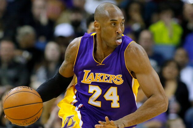 Los Angeles Lakers guard Kobe Bryant (24) drives with the ball during the first half of an NBA basketball game against the New Orleans Pelicans, Wednesday, Jan. 21, 2015, in New Orleans. (AP Photo/Jonathan Bachman)
