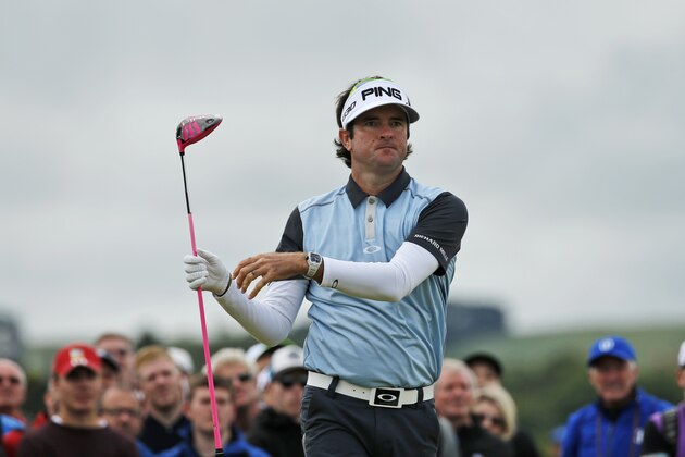United States’ Bubba Watson follows his drive from the fourth tee during the first round of the British Open Golf Championship at the Old Course, St. Andrews, Scotland, Thursday, July 16, 2015. (AP Photo/Jon Super)