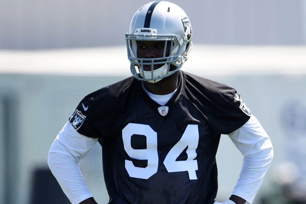 May 8, 2015; Alameda, CA, USA; Oakland Raiders defensive end Max Valles (94) at rookie minicamp at the Raiders practice facility. Mandatory Credit: Kirby Lee-USA TODAY Sports