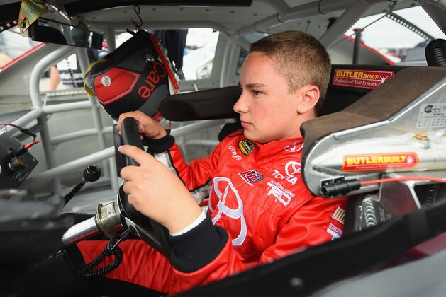 NEWTON, IA - MAY 16:  Christopher Bell, driver of the #54 ToyotaCare Toyota, sits in his car during qualifying for the NASCAR K&N Pro Series Casey's General Stores 150 at Iowa Speedway on May 16, 2015 in Newton, Iowa.  (Photo by Jonathan Moore/Getty Images)