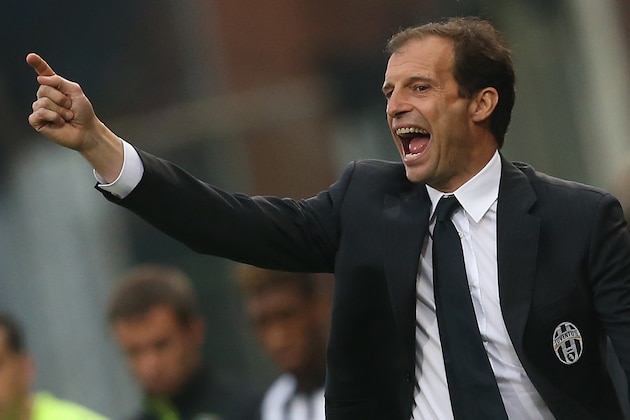 Juventus' coach Massimiliano Allegri gestures during the Italian Serie A football match Sampdoria Vs Juventus on May 2, 2015 at 'Luigi Ferraris Stadium' in Genoa.  AFP PHOTO / MARCO BERTORELLO        (Photo credit should read MARCO BERTORELLO/AFP/Getty Images)