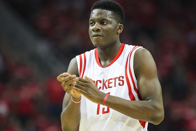 May 6, 2015; Houston, TX, USA; Houston Rockets center Clint Capela (15) in game two of the second round of the NBA Playoffs against the Los Angeles Clippers at Toyota Center. Mandatory Credit: Troy Taormina-USA TODAY Sports