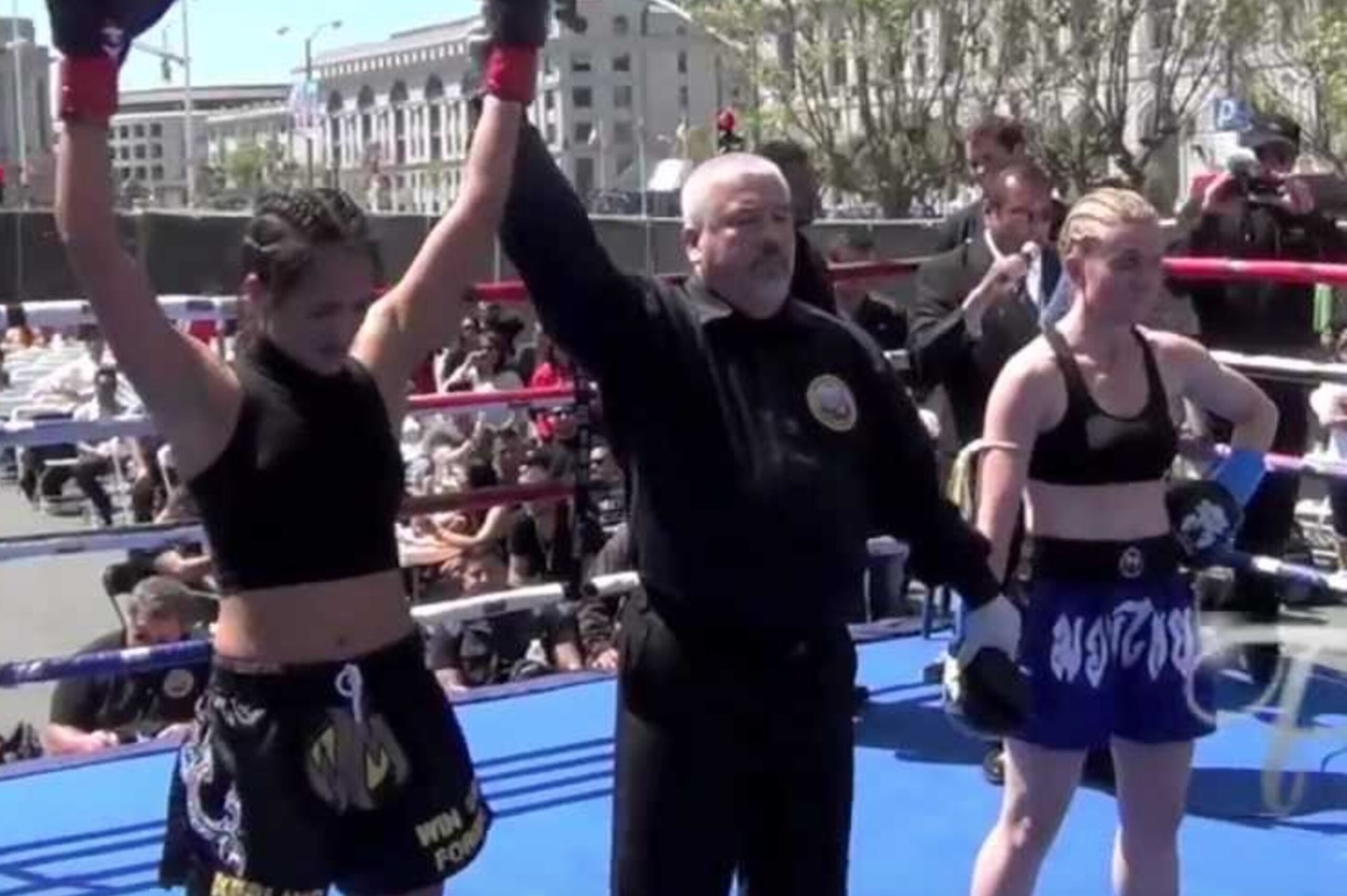 Melendez after winning a muay thai fight.