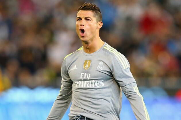 MELBOURNE, AUSTRALIA - JULY 24:  Cristiano Ronaldo of Real Madrid celebrates after scoring a goal during the International Champions Cup match between Real Madrid and Manchester City at Melbourne Cricket Ground on July 24, 2015 in Melbourne, Australia.  (Photo by Quinn Rooney/Getty Images)