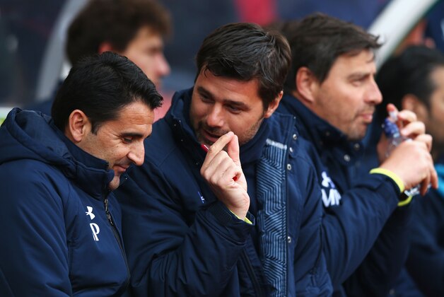 STOKE ON TRENT, ENGLAND - MAY 09:  Mauricio Pochettino manager of Spurs gestures during the Barclays Premier League match between Stoke City and Tottenham Hotspur at Britannia Stadium on May 9, 2015 in Stoke on Trent, England.  (Photo by Matthew Lewis/Getty Images)