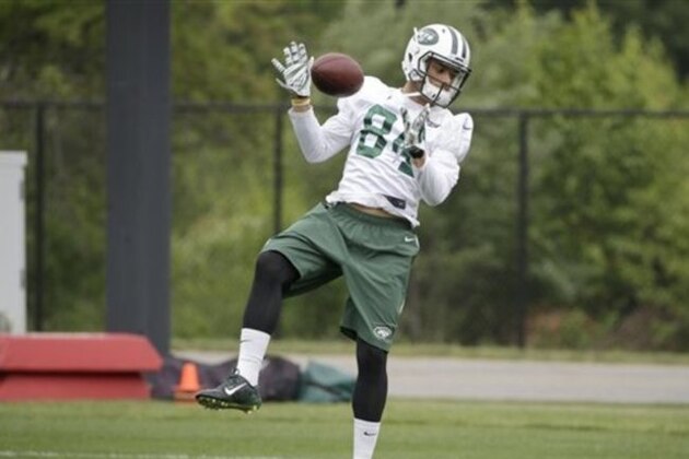 New York Jets Devin Smith practices during organized team activity in Florham Park, N.J., Wednesday, May 27, 2015. (AP Photo/Seth Wenig)