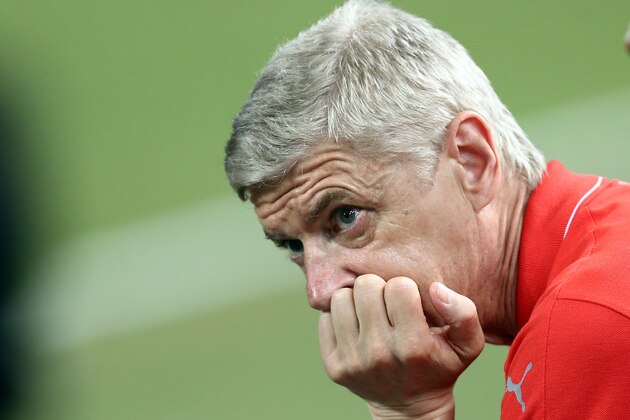 SINGAPORE - JULY 15:  Arsene Wenger of Arsenal looks on during the Barclays Asia Trophy match between Arsenal and Singapore at National Stadium on July 15, 2015 in Singapore.  (Photo by Stanley Chou/Getty Images)