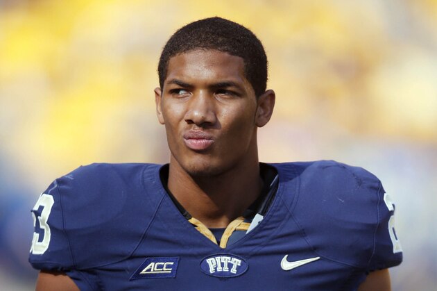 Oct 25, 2014; Pittsburgh, PA, USA; Pittsburgh Panthers wide receiver Tyler Boyd (23) on the field before playing the Georgia Tech Yellow Jackets at Heinz Field. Mandatory Credit: Charles LeClaire-USA TODAY Sports
