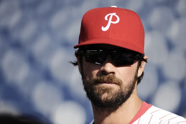 Philadelphia Phillies starting pitcher Cole Hamels is seen during a baseball game against the Miami Marlins, Saturday, July 18, 2015, in Philadelphia. (AP Photo/Michael Perez)