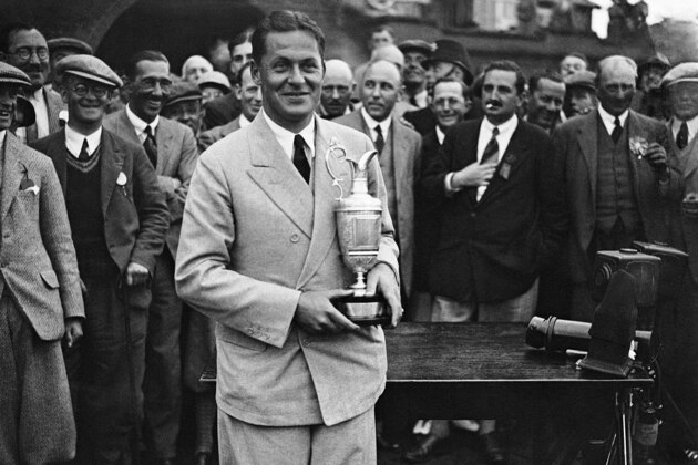 American golfer Bobby Jones with British Open Golf trophy at the Hoylake Golf Course on June 20, 1930. (AP Photo)