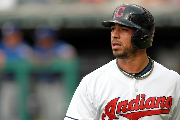 Cleveland Indians Mike Aviles look on during a baseball game against the Texas Rangers Friday Aug.1, 2014, in Cleveland. (AP Photo/Aaron Josefczyk) Cleveland Indians Mike Aviles look on during a baseball game against the Texas Rangers Friday Aug.1, 2014, in Cleveland. (AP Photo/Aaron Josefczyk)