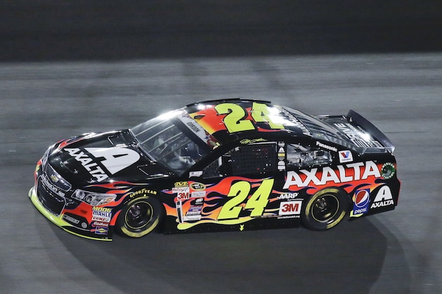 Jeff Gordon drives in a NASCAR Sprint Cup series auto race at Daytona International Speedway, Sunday, July 5, 2015, in Daytona Beach, Fla. Gordon is retiring at the end of the season and this will be his last race at Daytona. (AP Photo/Terry Renna)
