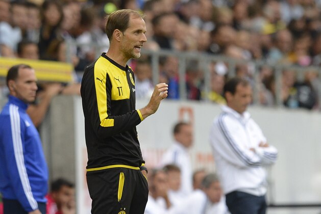 ST GALLEN, SWITZERLAND - JULY 25:  Coach Thomas Tuchel of Dortmund reacts during the friendly match between Juventus and Borussia Dortmund on July 25, 2015 in St Gallen, Switzerland.  (Photo by Daniel Kopatsch/Getty Images)
