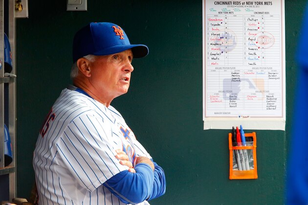 NEW YORK, NY - JUNE 28:  Manager Terry Collins #10 of the New York Mets looks on against the Cincinnati Reds at Citi Field on June 28, 2015 in the Flushing neighborhood of the Queens borough of New York City. The Mets defeated the Red 7-2.  (Photo by Jim McIsaac/Getty Images)