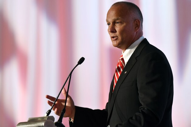 Jul 16, 2015; Hoover, AL, USA; Georgia Bulldogs coach Mark Richt fields questions during SEC media days at the Wynfrey Hotel. Mandatory Credit: Kelly Lambert-USA TODAY Sports
