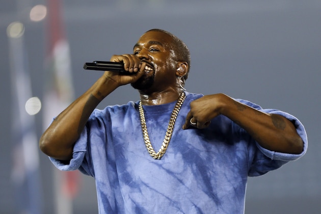 Kanye West performs during the closing ceremony of the Pan Am Games Sunday, July 26, 2015, in Toronto. (AP Photo/Julio Cortez)