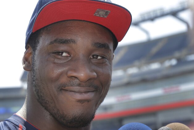 New England Patriots rookie Geneo Grissom listens to a question during an NFL football availability at Gillette Stadium in Foxborough, Mass., Thursday, May 28, 2015. (AP Photo/Elise Amendola)