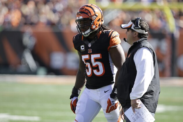 Cincinnati Bengals outside linebacker Vontaze Burfict during the first half of an NFL football game against the Baltimore Ravens in Cincinnati, Sunday, Oct. 26, 2014. (AP Photo/Al Behrman)