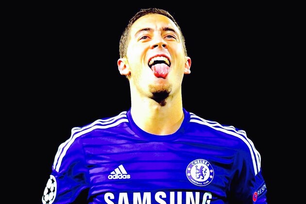 LONDON, ENGLAND - OCTOBER 21:  Eden Hazard of Chelsea celerates after scoring his team's sixth goal during the UEFA Champions League Group G match between Chelsea FC and NK Maribor at Stamford Bridge on October 21, 2014 in London, United Kingdom.  (Photo by Shaun Botterill/Getty Images)