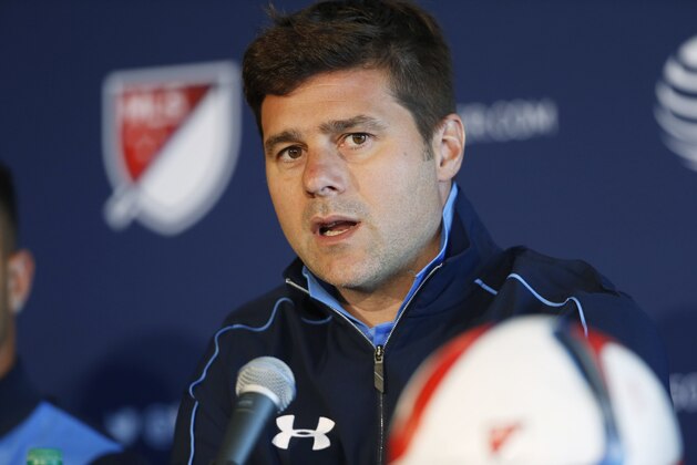 Mauricio Pochettino, head coach of the Totenham Hotspur, responds to questions during a news conference for the MLS Soccer All-Star game Monday, July 27, 2015, in Denver. The MLS all-star squad will face the Tottenham Hotspur Wednesday in the 20th annual mid-season classic for the league. (AP Photo/David Zalubowski)