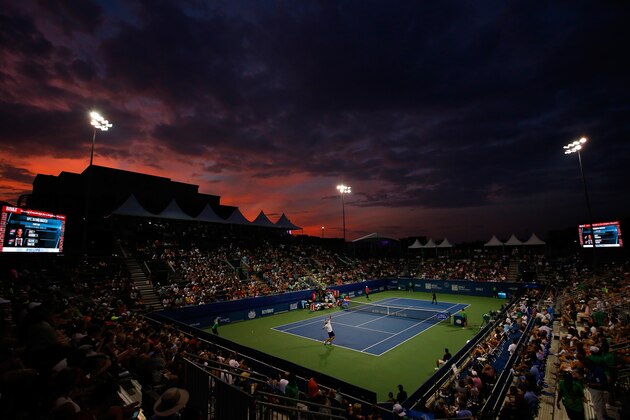 ATLANTA, GA - JULY 27:  A general view of Stadium court prior to the exhibition match between Andy Roddick and Frances Tiafoe during the BB&T Atlanta Open at Atlantic Station on July 27, 2015 in Atlanta, Georgia.  (Photo by Kevin C. Cox/Getty Images)