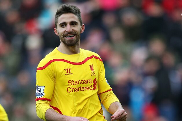 Liverpool's Fabio Borini during their English Premier League soccer match against Sunderland at the Stadium of Light, Sunderland, England, Saturday, Jan. 10, 2015. (AP Photo/Scott Heppell)