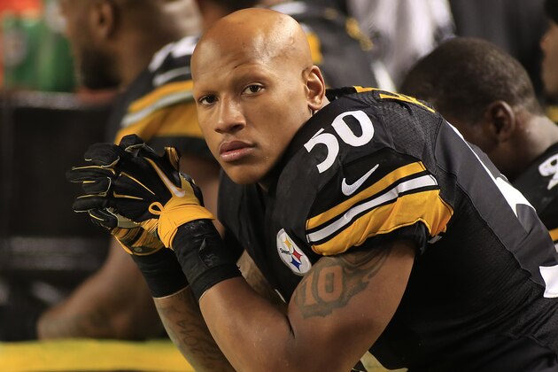 PITTSBURGH, PA - JANUARY 03:  Ryan Shazier #50 of the Pittsburgh Steelers looks on during the Wild Card game on January 3, 2015 at Heinz Field in Pittsburgh, Pennsylvania.  (Photo by Justin K. Aller/Getty Images)
