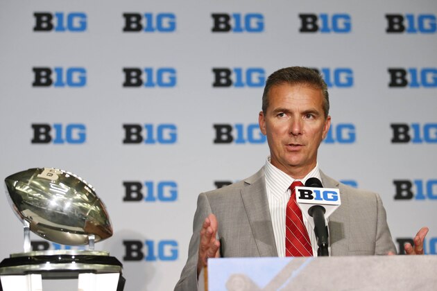 Jul 30, 2015; Chicago, IL, USA; Ohio State head coach Urban Meyer speaks during 2015 Big Ten Football Media Days at Hyatt Regency McCormick Place in Chicago. Mandatory Credit: Kamil Krzaczynski-USA TODAY Sports