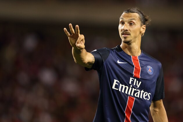 CHICAGO, UNITED STATES - JULY 29:  Zlatan Ibrahimovic of Paris Saint-Germain during the International Champions Cup match between Manchester United and Paris Saint-Germain at Soldier Field on July 29, 2015 in Chicago, Illinois.  (Photo by Matthew Ashton - AMA/Getty Images)