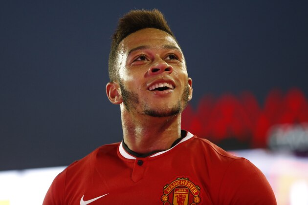 SAN JOSE, CA - JULY 21: Memphis Depay #9 of Manchester United gestures after scoring a goal during the first half of his International Champions Cup match against San Jose Earthquakes on July 21, 2015 at Avaya Stadium in San Jose, California. (Photo by Stephen Lam/Getty Images) SAN JOSE, CA - JULY 21: Memphis Depay #9 of Manchester United gestures after scoring a goal during the first half of his International Champions Cup match against San Jose Earthquakes on July 21, 2015 at Avaya Stadium in San Jose, California. (Photo by Stephen Lam/Getty Images)