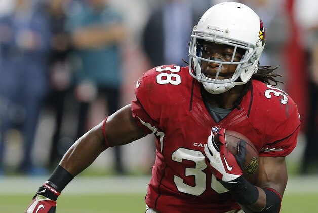 Arizona Cardinals running back Andre Ellington (38) during the first quarter of an NFL football game against the Philadelphia Eagles, Sunday, Oct. 26, 2014 in Glendale, Ariz. (AP Photo/Rick Scuteri)