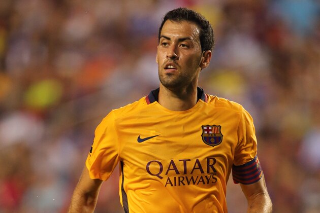 LANDOVER, UNITED STATES - JULY 28:  Sergio Busquets of FC Barcelona during the International Champions Cup match between Barcelona and Chelsea at FedExField on July 28, 2015 in Landover, Maryland.  (Photo by Matthew Ashton - AMA/Getty Images)