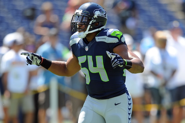 Seattle Seahawks linebacker (54) Bobby Wagner on the field before a game against the San Diego Chargers played at Qualcomm Stadium in San Diego on Sunday, Sept. 14, 2014. (AP Photo/John Cordes)