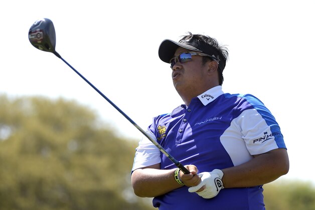 Kiradech Aphibarnrat, of Thailand, watches his tee shot on the 10th hole during the third round of the Arnold Palmer Invitational golf tournament in Orlando, Fla., Saturday, March 21, 2015.(AP Photo/Phelan M. Ebenhack)