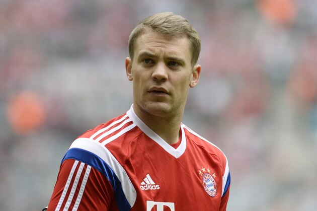 Bayern Munich's goalkeeper Manuel Neuer is pictured prior to the German first division Bundesliga football match between FC Bayern Munich and FC Augsburg in Munich, southern Germany, on May 9, 2015. Augsburg won the match 0-1. AFP PHOTO / CHRISTOF STACHE

RESTRICTIONS - DFL RULES TO LIMIT THE ONLINE USAGE DURING MATCH TIME TO 15 PICTURES PER MATCH. IMAGE SEQUENCES TO SIMULATE VIDEO IS NOT ALLOWED AT ANY TIME. FOR FURTHER QUERIES PLEASE CONTACT DFL DIRECTLY AT + 49 69 650050.        (Photo credit should read CHRISTOF STACHE/AFP/Getty Images)