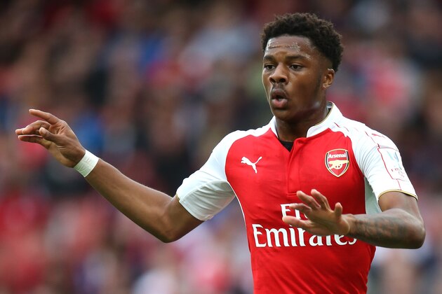 LONDON, ENGLAND - JULY 26:  Chuba Akpom of Arsenal looks on during the Emirates Cup match between Arsenal and VfL Wolfsburg at the Emirates Stadium on July 26, 2015 in London, England.  (Photo by David Rogers/Getty Images)