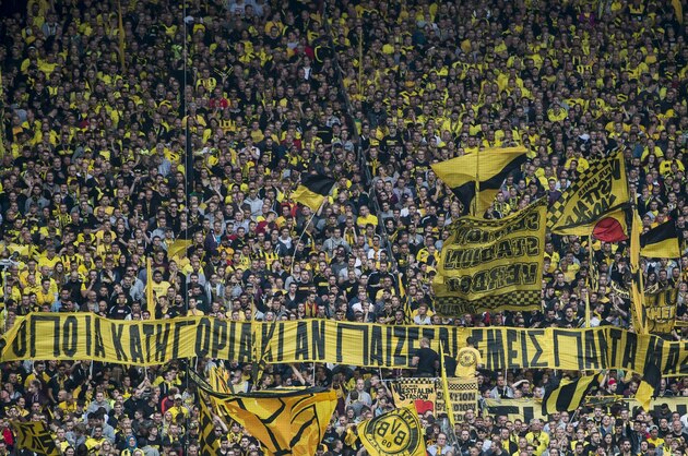 supporters of Borussia Dortmund during the Bundesliga match between Borussia Dortmund and Werder Bremen on May 23, 2015 at the Signal Iduna Park in Dortmund, Germany.(Photo by VI Images via Getty Images)