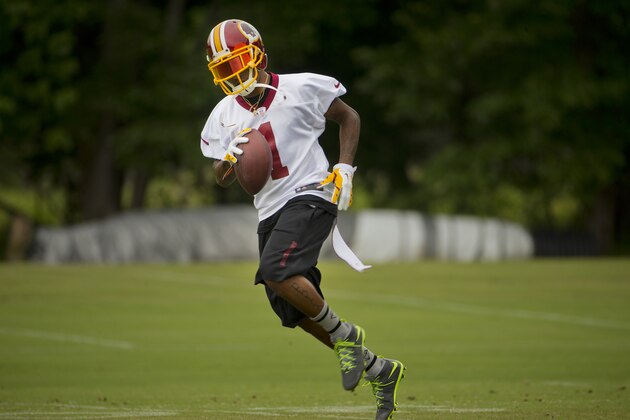 Washington Redskins DeSean Jackson takes part in drills during NFL football minicamp at Redskins Park Wednesday, June 17, 2015 in Ashburn, Va. (AP Photo/Pablo Martinez Monsivais)