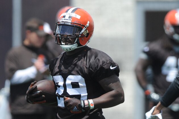 Jun 16, 2015; Berea, OH, USA; Cleveland Browns running back Duke Johnson (29) during minicamp at the Cleveland Browns practice facility. Mandatory Credit: Ken Blaze-USA TODAY Sports