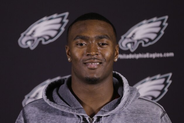 JaCorey Shepherd speaks during a football minicamp media availability Friday, May 8, 2015, at the Philadelphia Eagles' NFL training facility in Philadelphia. (AP Photo/Matt Rourke)