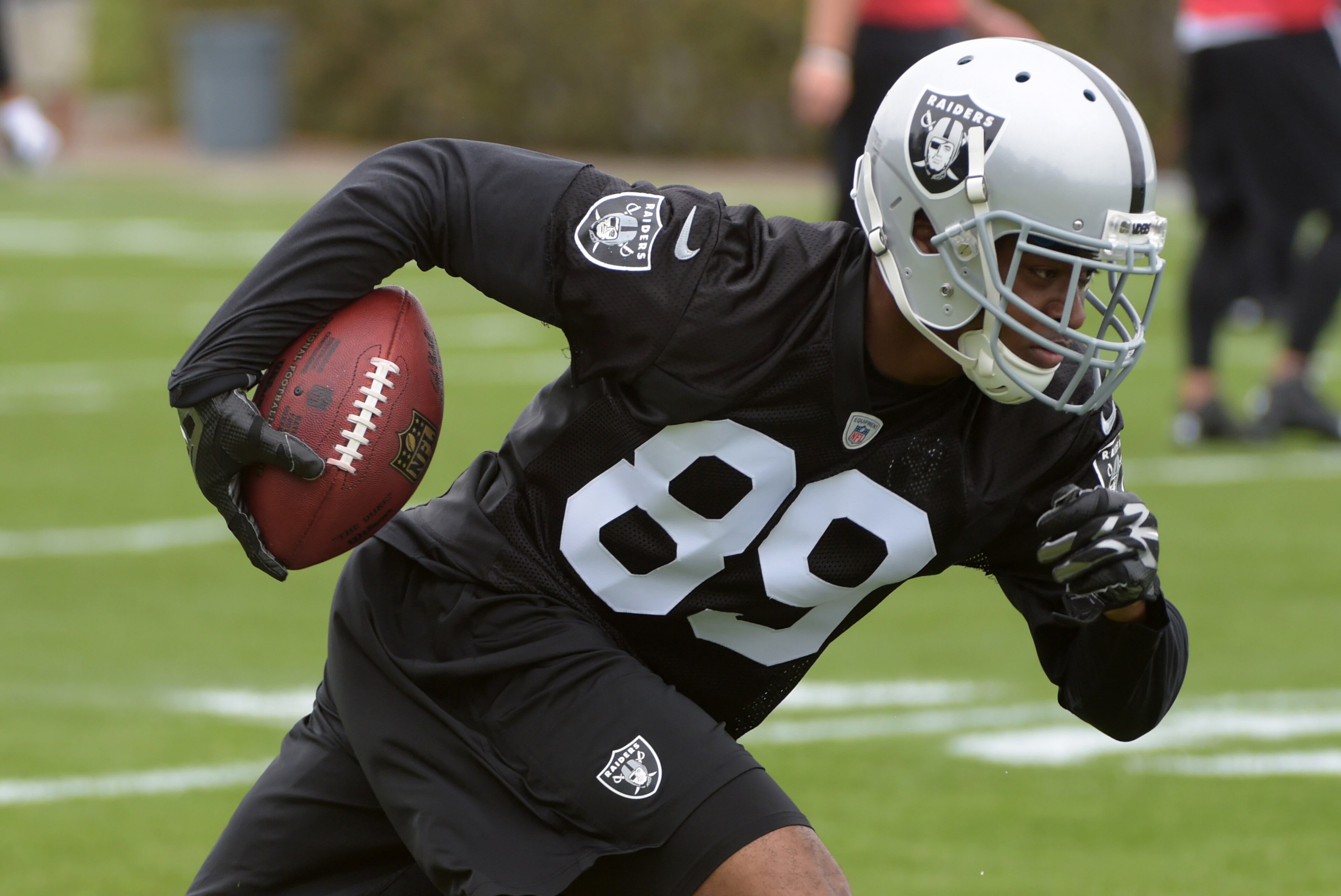 May 26, 2015; Alameda, CA, USA; Oakland Raiders receiver Amari Cooper (89) at organized team activities at the Raiders practice facility. Mandatory Credit: Kirby Lee-USA TODAY Sports