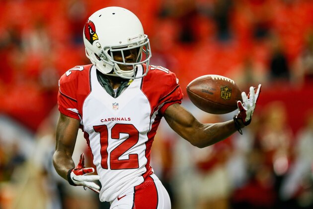 ATLANTA, GA - NOVEMBER 30: John Brown #12 of the Arizona Cardinals warms up prior to the game against the Atlanta Falcons at the Georgia Dome on November 30, 2014 in Atlanta, Georgia.  (Photo by Kevin C. Cox/Getty Images)