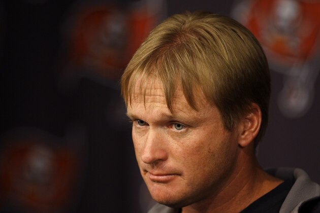 Tampa Bay Buccaneers head coach Jon Gruden speaks to the media during his weekly news conference Monday Dec. 29, 2008 in Tampa, Fla. The Buccaneers lost to the Oakland Raiders 31-24 on Sunday finishing the season at 9-7, and out of the playoffs. (AP Photo/Chris O'Meara)