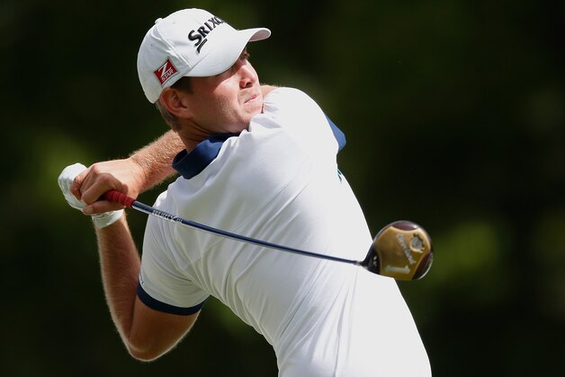 COLUMBUS, OH - SEPTEMBER 13: Zack Sucher watches his drive on the 18th hole during the third round of the Web.com Tour Nationwide Children's Hospital Championship at The Ohio State University Golf Club on September 13, 2014 in Columbus, Ohio.  (Photo by Gregory Shamus/Getty Images)