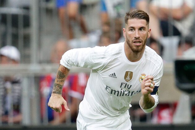 Sergio Ramos of Real Madrid during the AUDI Cup match between Real Madrid and Tottenham Hotspur on August 4, 2015 at the Allianz Arena in Munich, Germany(Photo by VI Images via Getty Images)