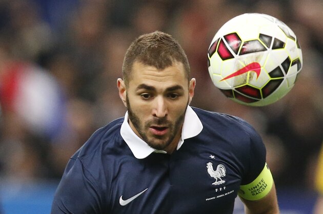 France’s Captain Karim Benzema, runs after the ball during the international friendly soccer match between France and Brazil at the Stade de France, north of Paris, France, Thursday, March 26, 2015. (AP Photo/Michel Euler) France’s Captain Karim Benzema, runs after the ball during the international friendly soccer match between France and Brazil at the Stade de France, north of Paris, France, Thursday, March 26, 2015. (AP Photo/Michel Euler)